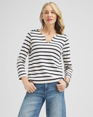 Striped Notch Neck Top