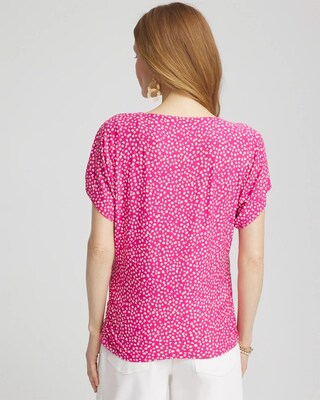 Touch of Cool™ Cheetah Ruched Banded Hem Top click to view larger image.