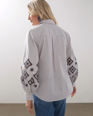 Poplin Embroidered Stripe Tunic
