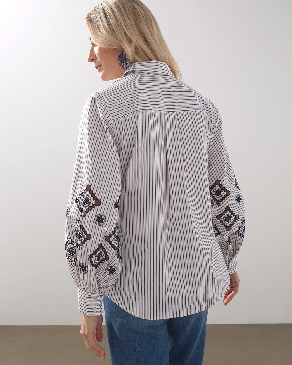 Poplin Embroidered Stripe Tunic