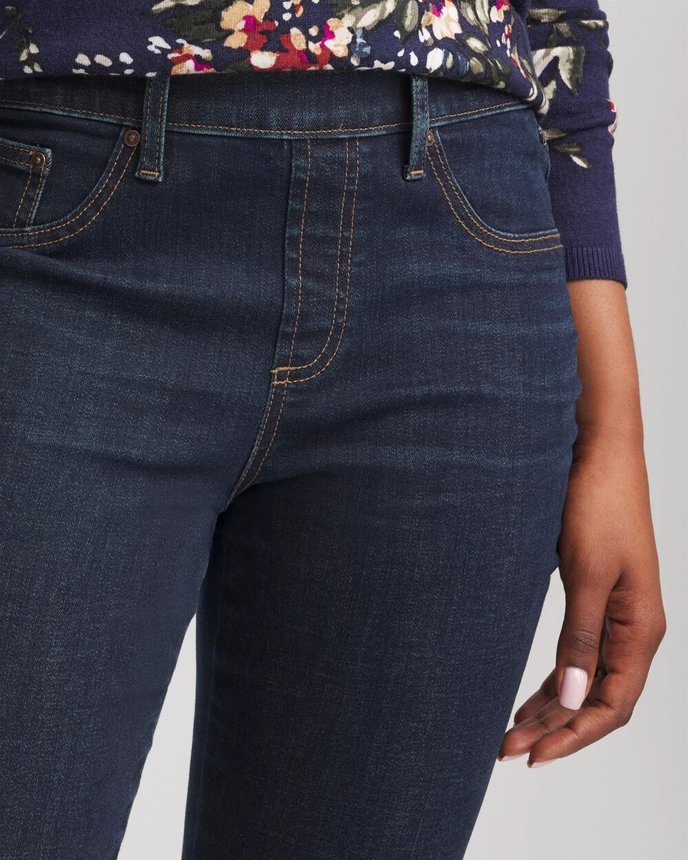 Dark Wash Pull-On Straight-Leg Jeans