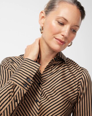 No Iron™ Stretch Black Imperial Stripe Shirt