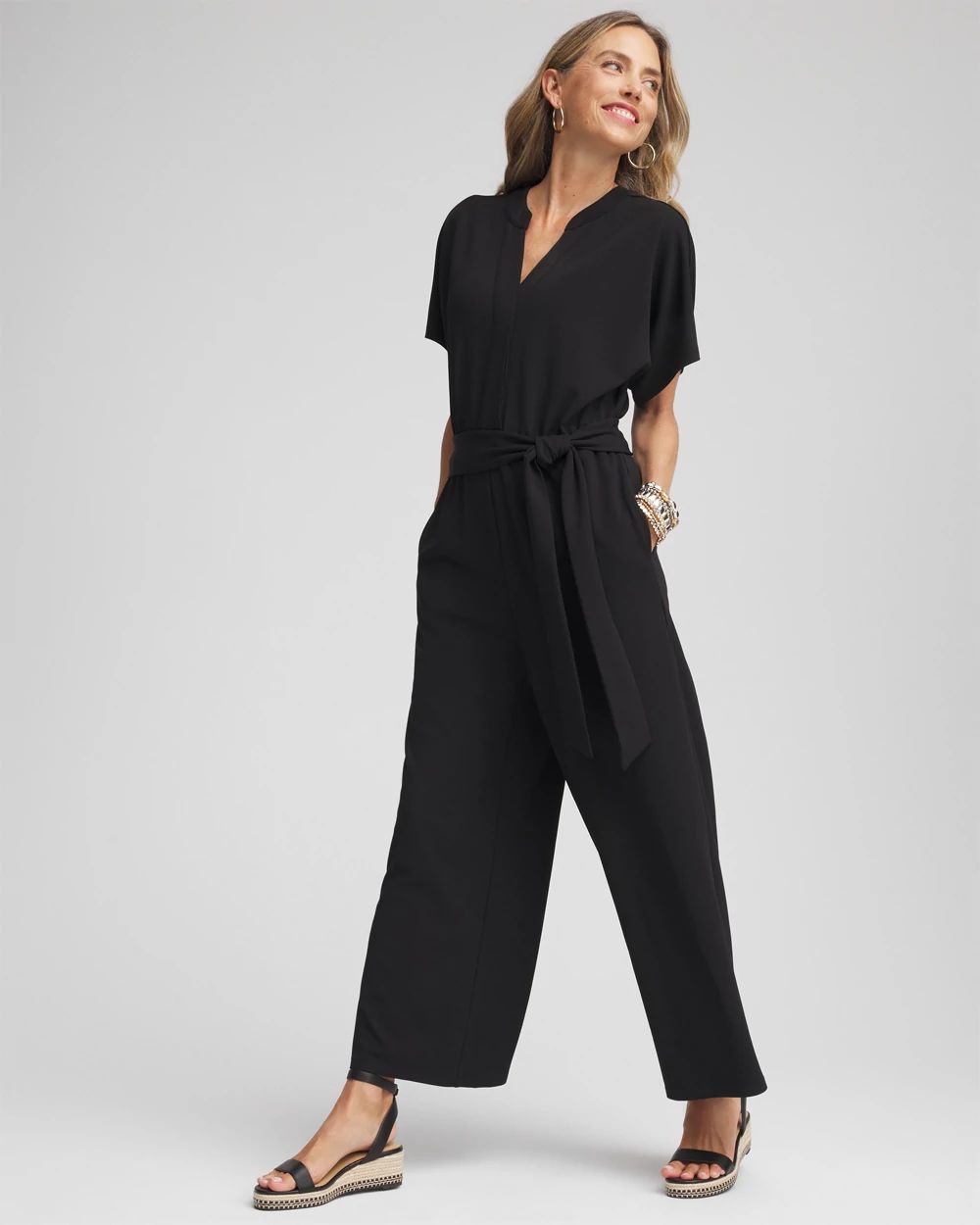 Belted Dolman-Sleeve Jumpsuit