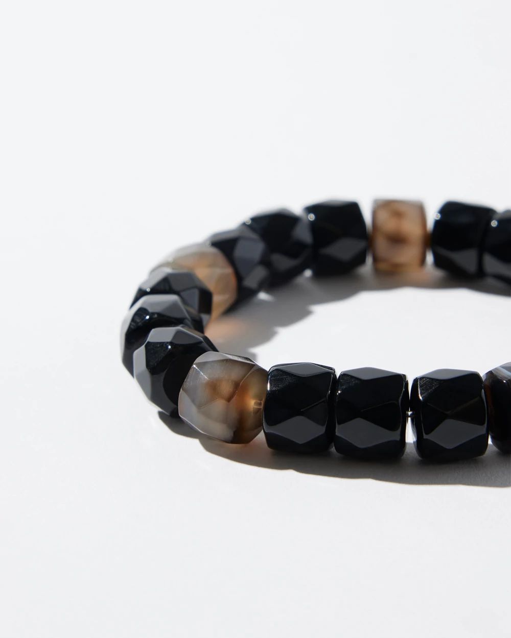 Onyx Square Bead Stretch Bracelet