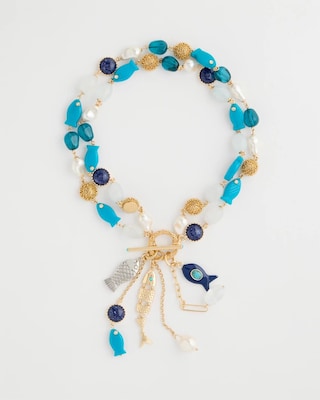 Convertible Turquoise Fish Charm Necklace click to view larger image.