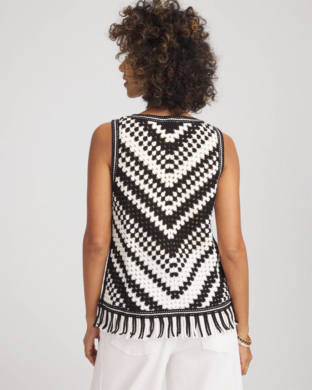 Crochet Fringe Sleeveless Sweater Tank