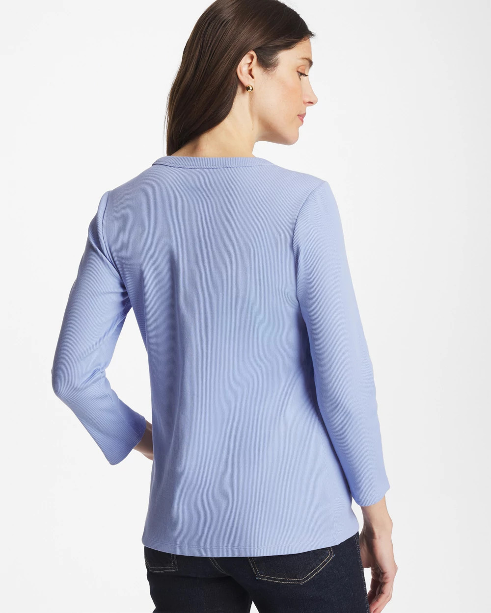 Ribbed Button Crewneck Tee