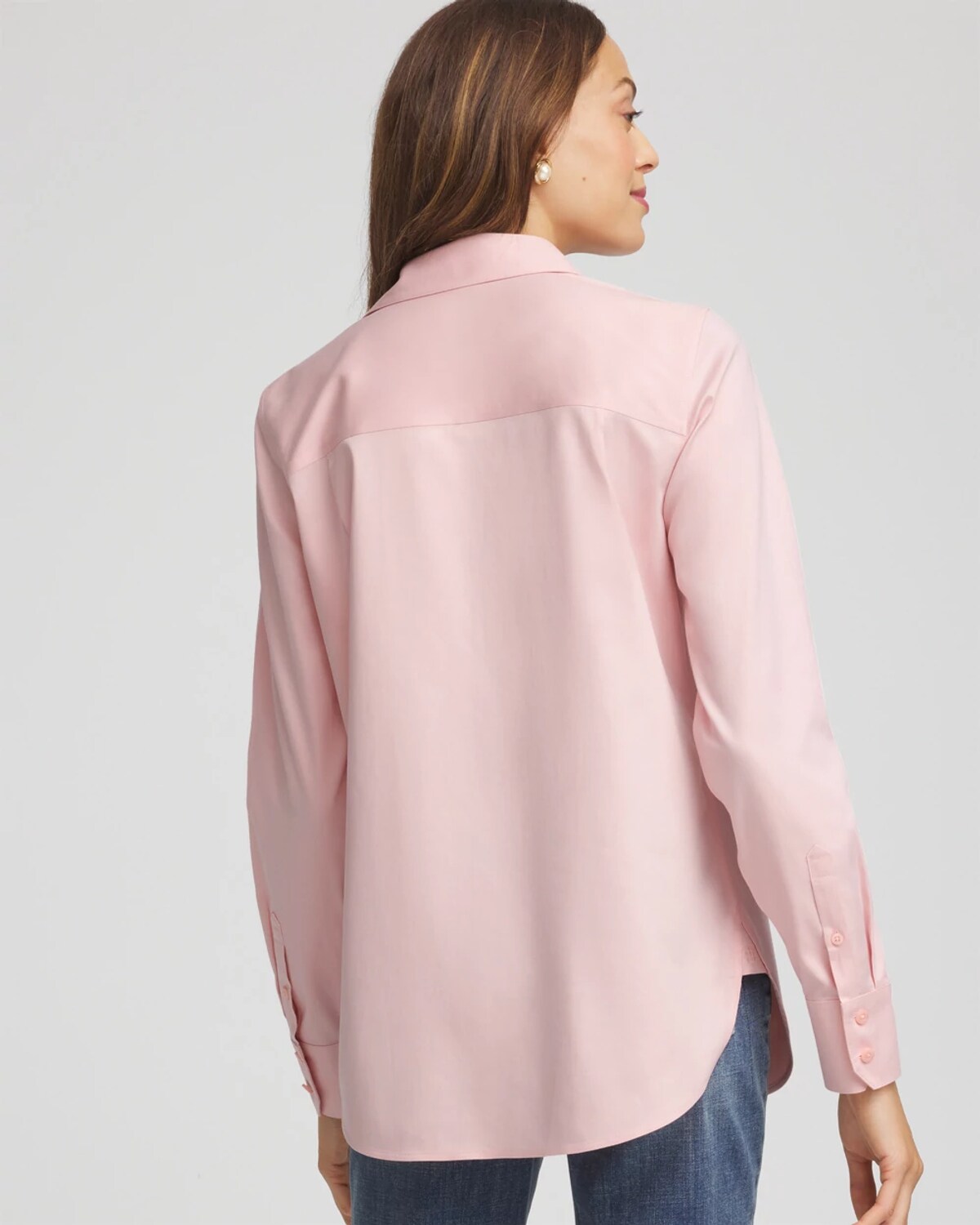 Chico's No Iron Fall Stretch Shirt In Blushed In Pink