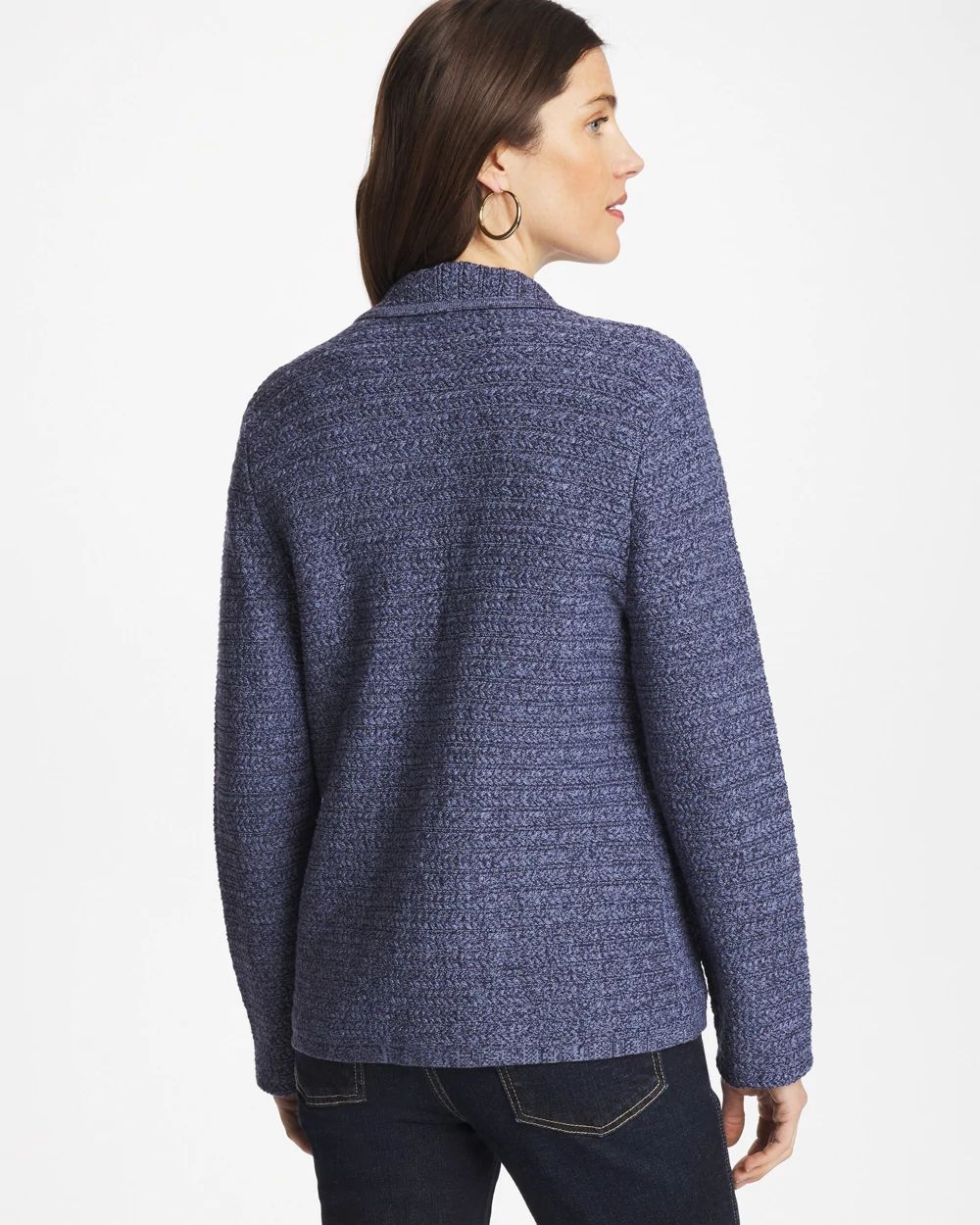 Denim Inspired Textured Cardigan click to view larger image.