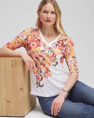 Floral Elbow Sleeve A-line Tee