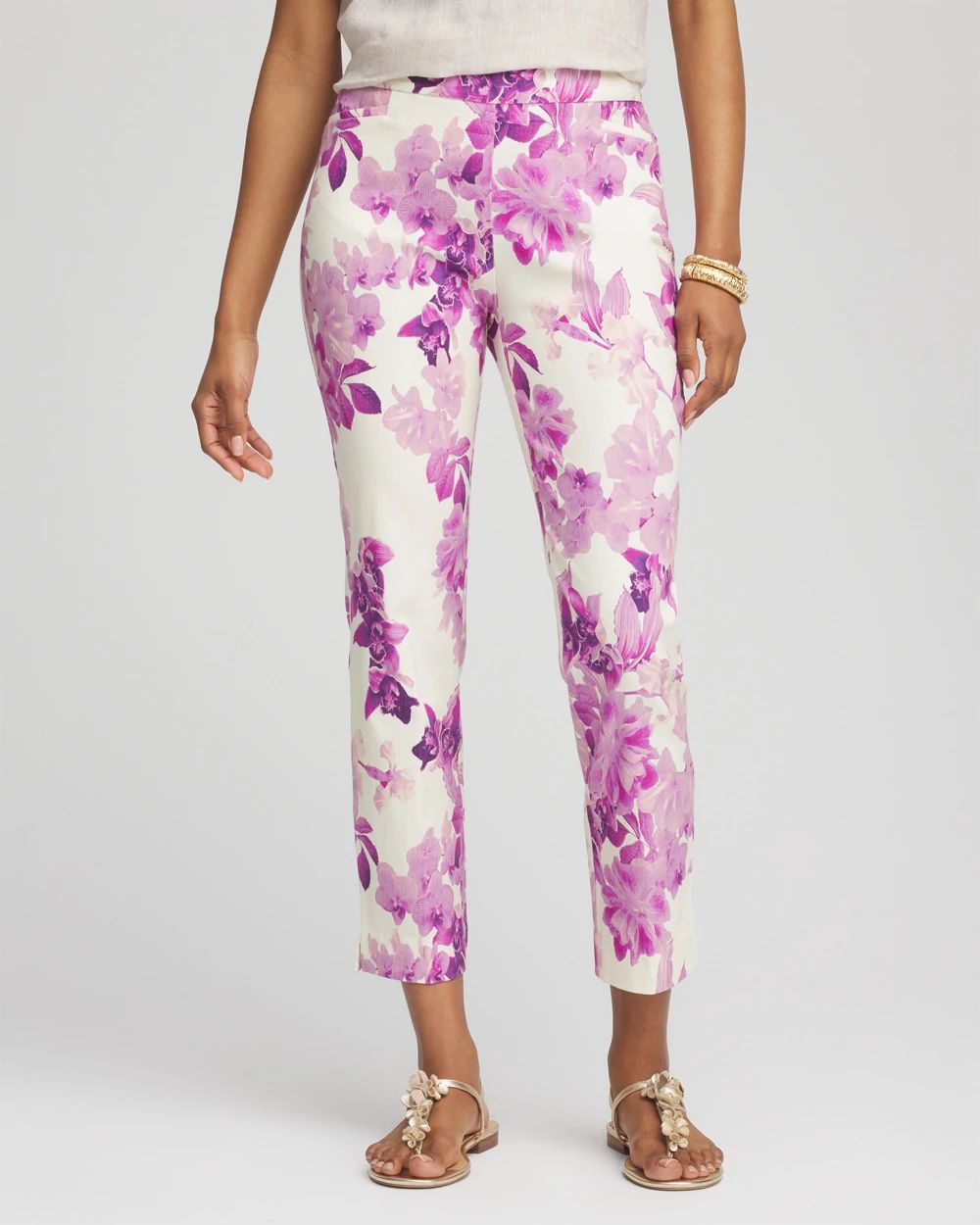 Petite Floral Brigitte™ Pull-On Slim Cropped Pants