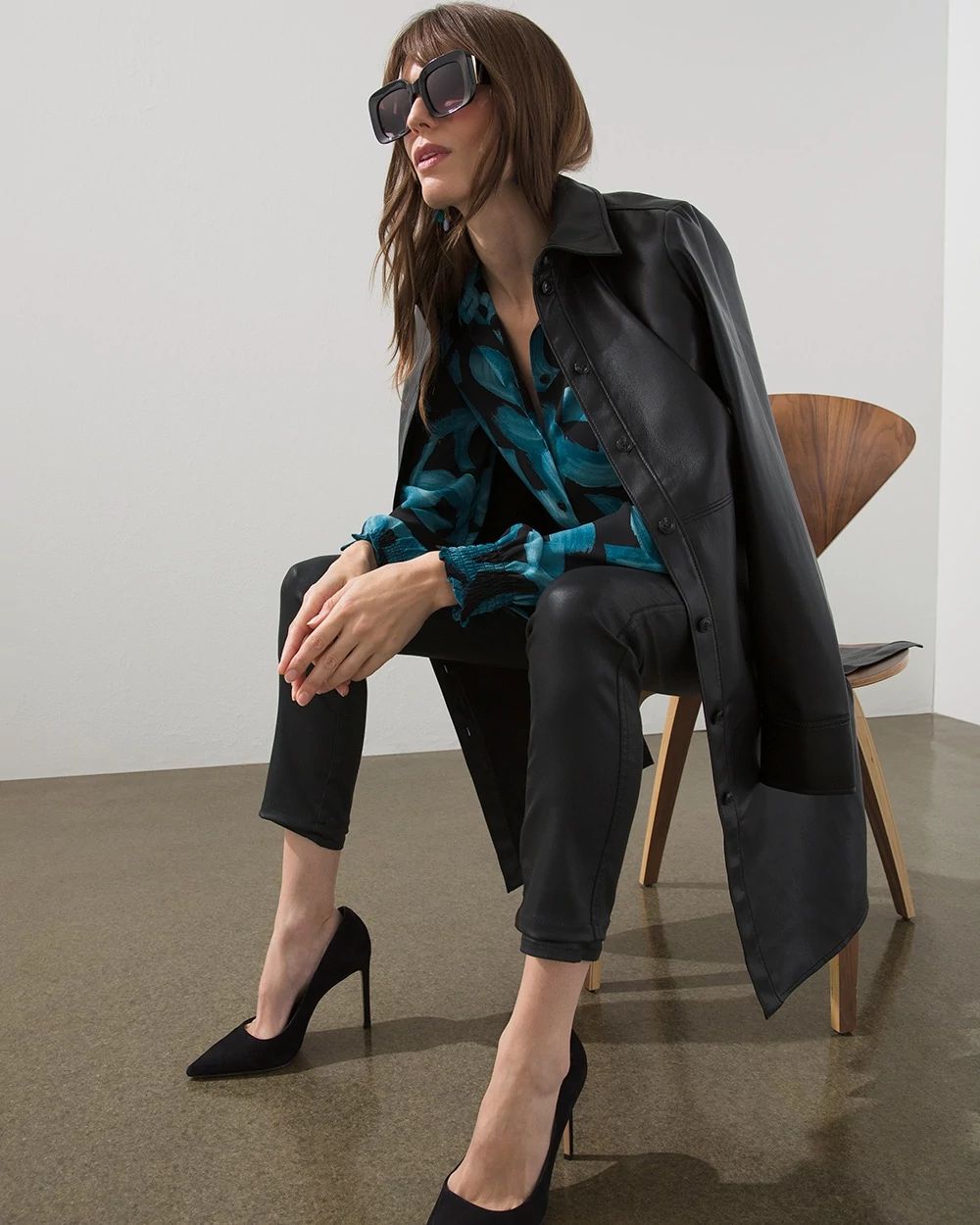 Smock Cuff Brushstroke Print Shirt