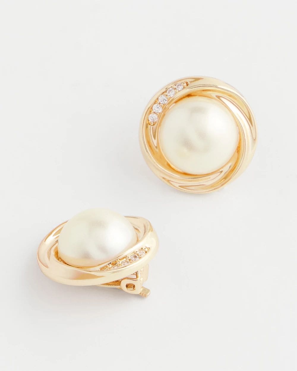 Faux Pearl Clip-On Stud Earrings click to view larger image.