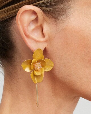 Yellow Flower Drop Earrings