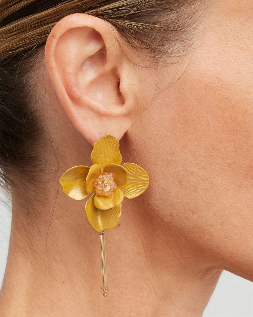 Yellow Flower Drop Earrings
