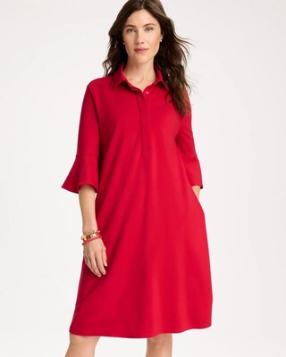 Ponte Knit Flounce Sleeve Dress