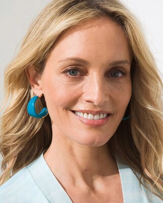 Blue Foil Hoop Earrings