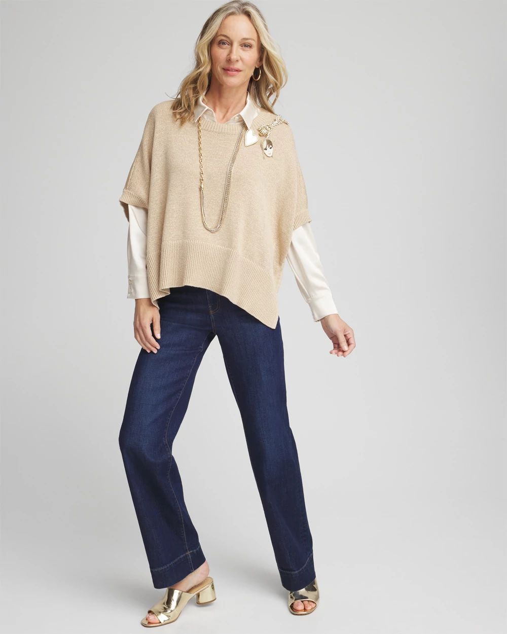Short Sleeve Knit Poncho