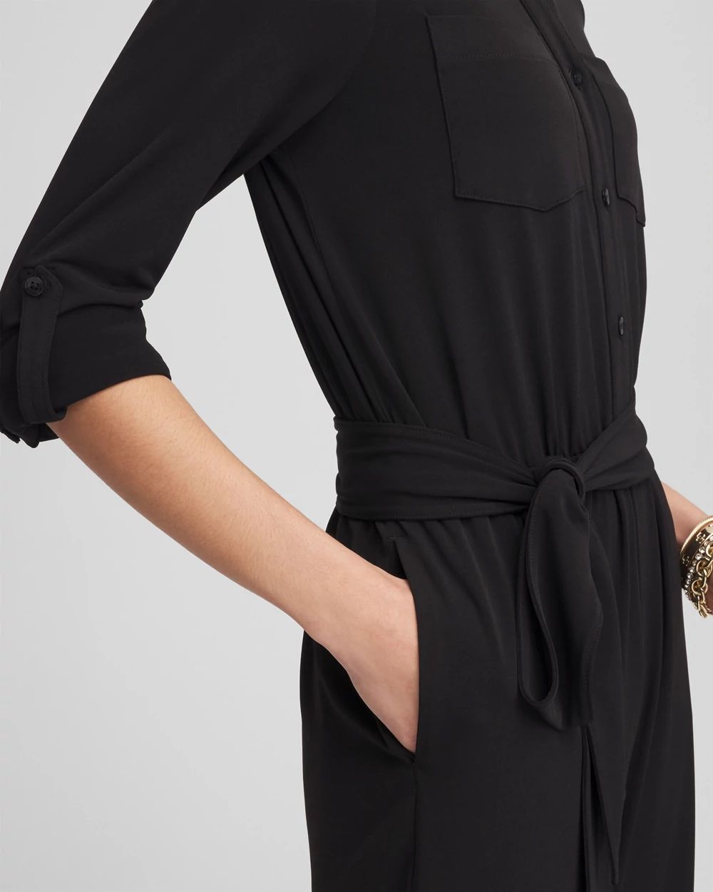Petite Belted Jersey Maxi Jumpsuit