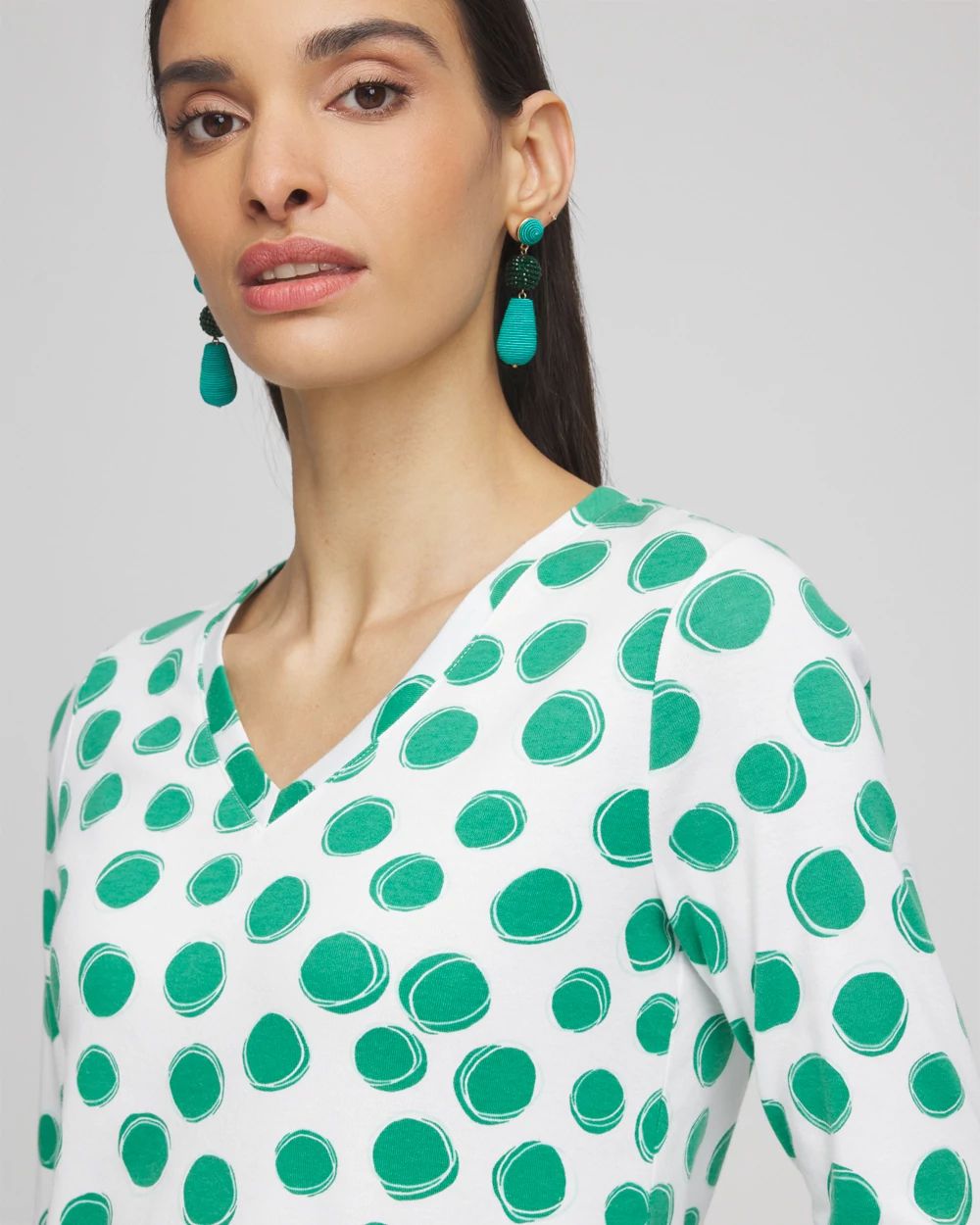 Polka Dot Pima 3/4 Sleeve Everyday Tee