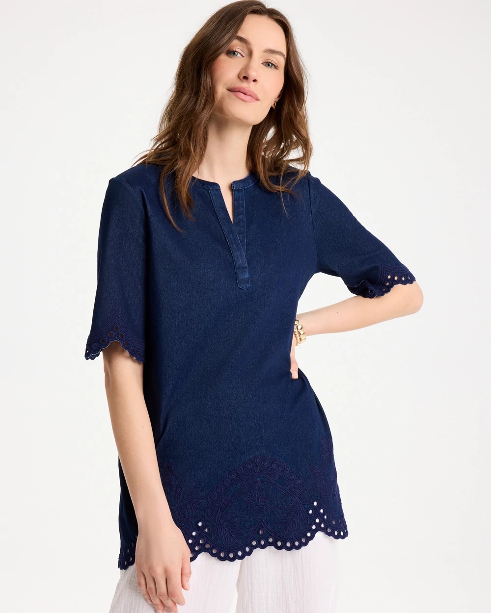 Embroidered Cotton-Blend Tunic, photo 1 of 5