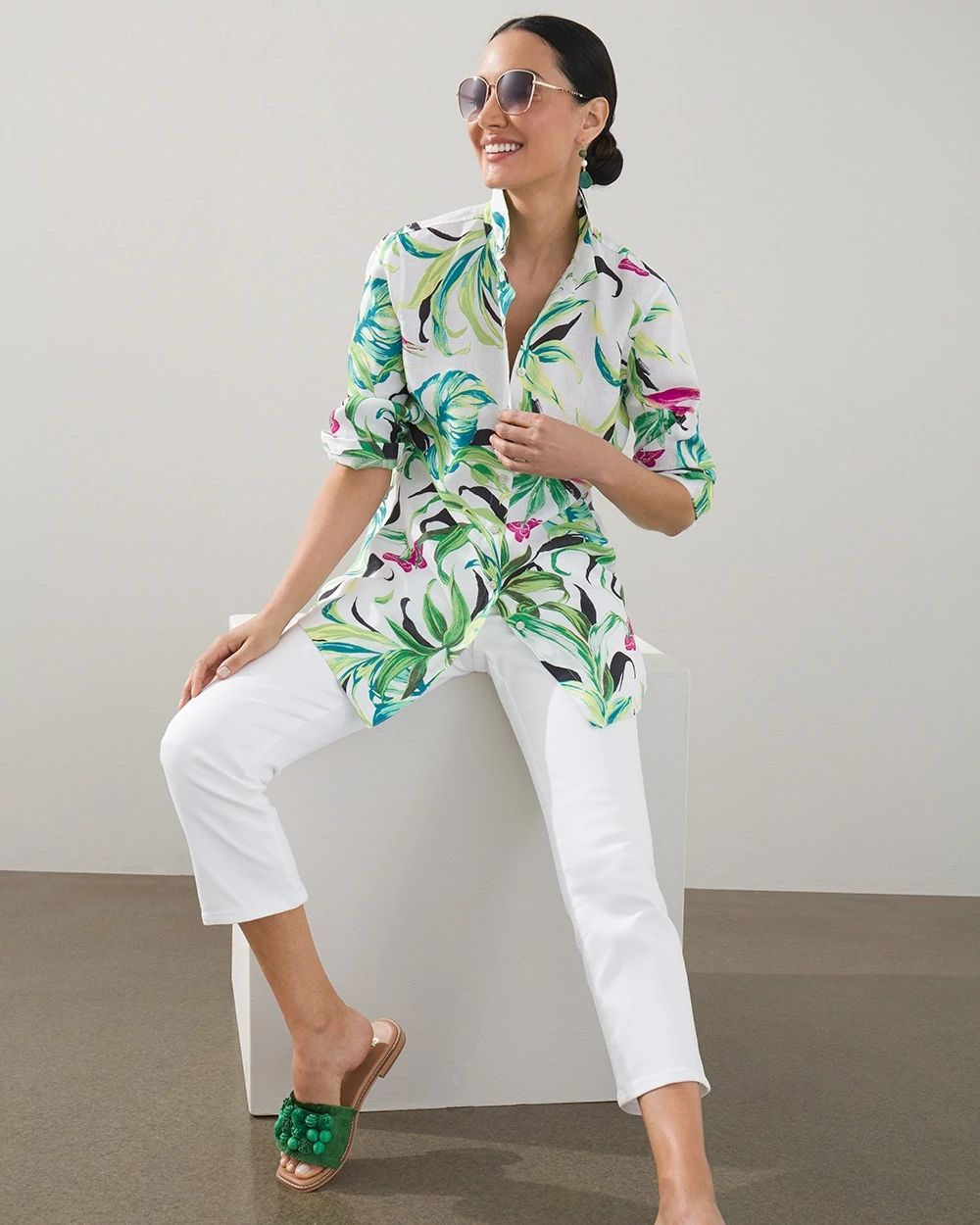 No Iron Linen Dreamy Flora Shirt