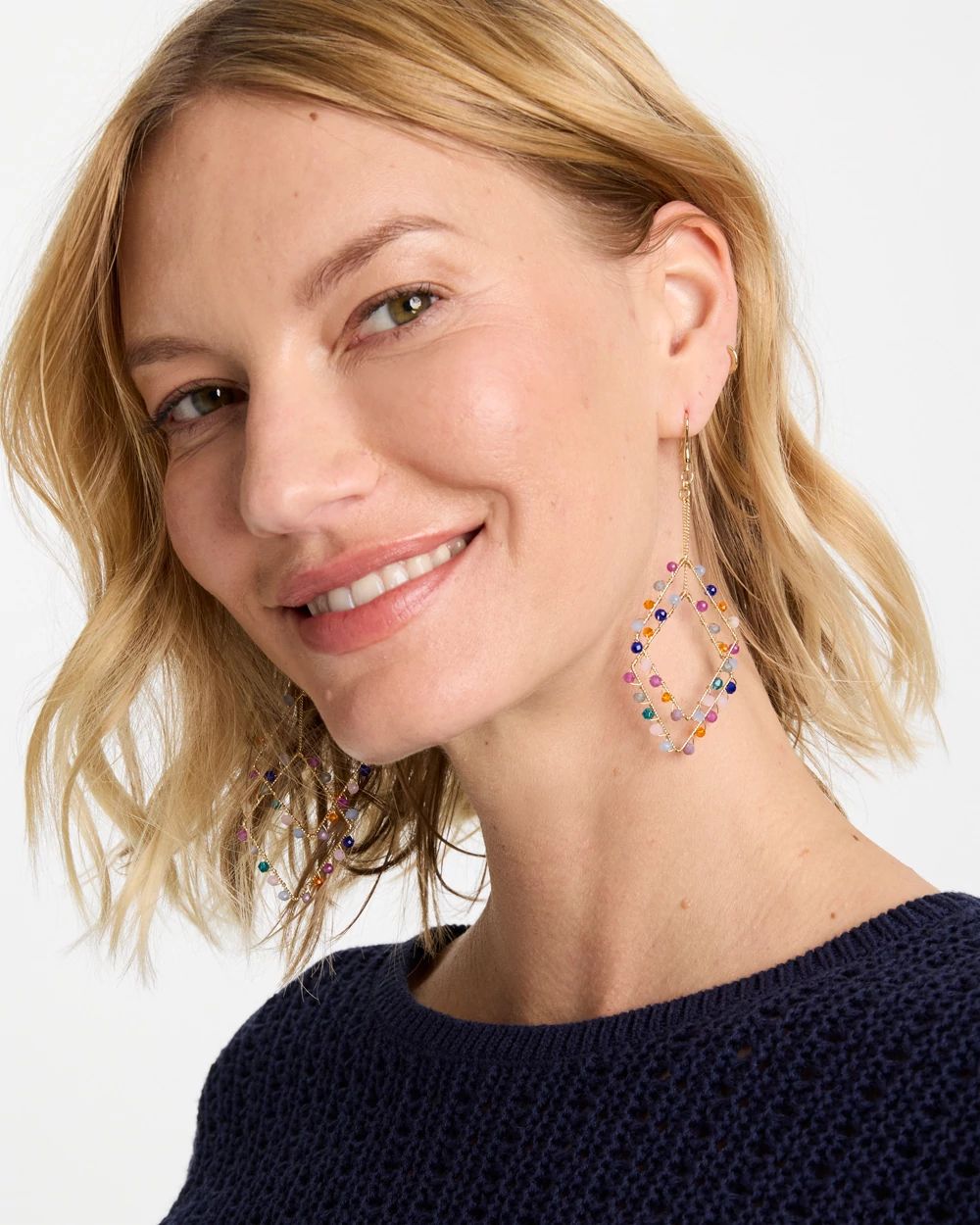 Diamond Shaped Linear Earrings click to view larger image.