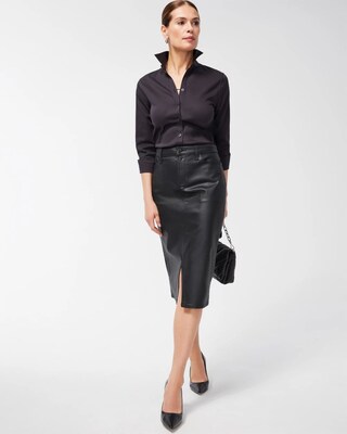 Coated Denim Skirt