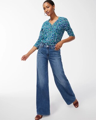 Dot Print 3/4 Sleeve Tee