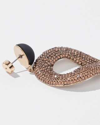 Gold Tone Pavé Drop Hoop Earrings