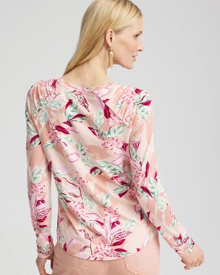 Touch of Cool™ Gathered Sleeve Floral Print Tee click to view larger image.