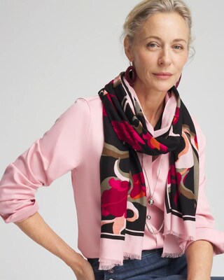 Orchid Print Oblong Scarf click to view larger image.