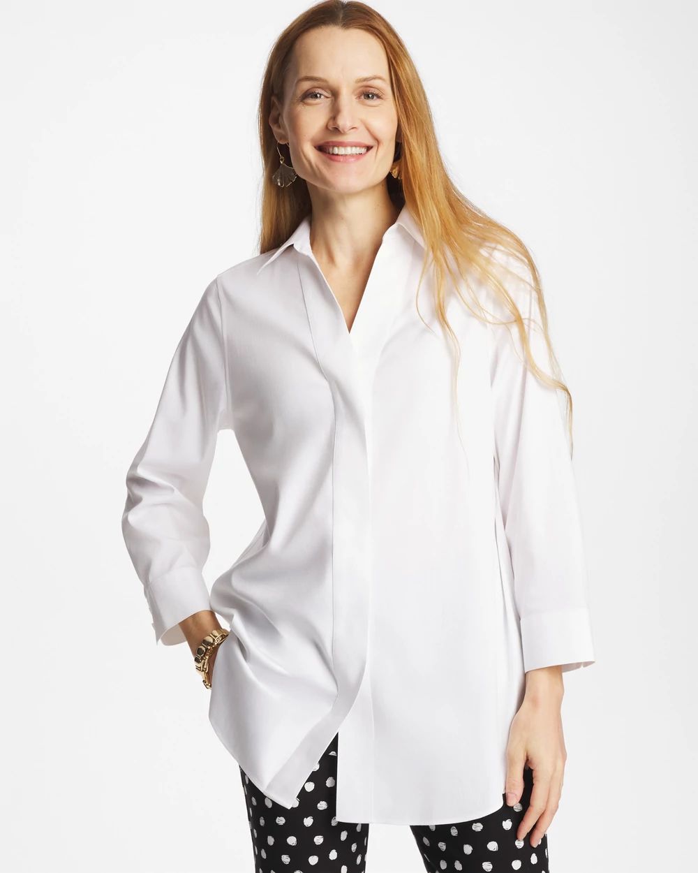 No Iron™ Stretch Splitneck Tunic