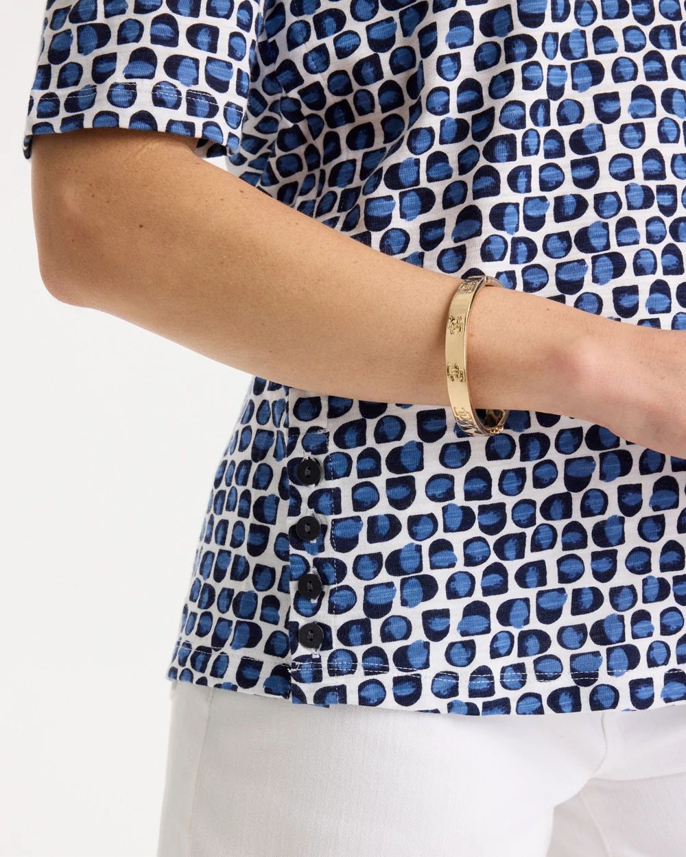 Cotton Slub Printed Henley Tee