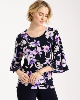 Travelers™ Amethyst Iris Flounce-Sleeve Top