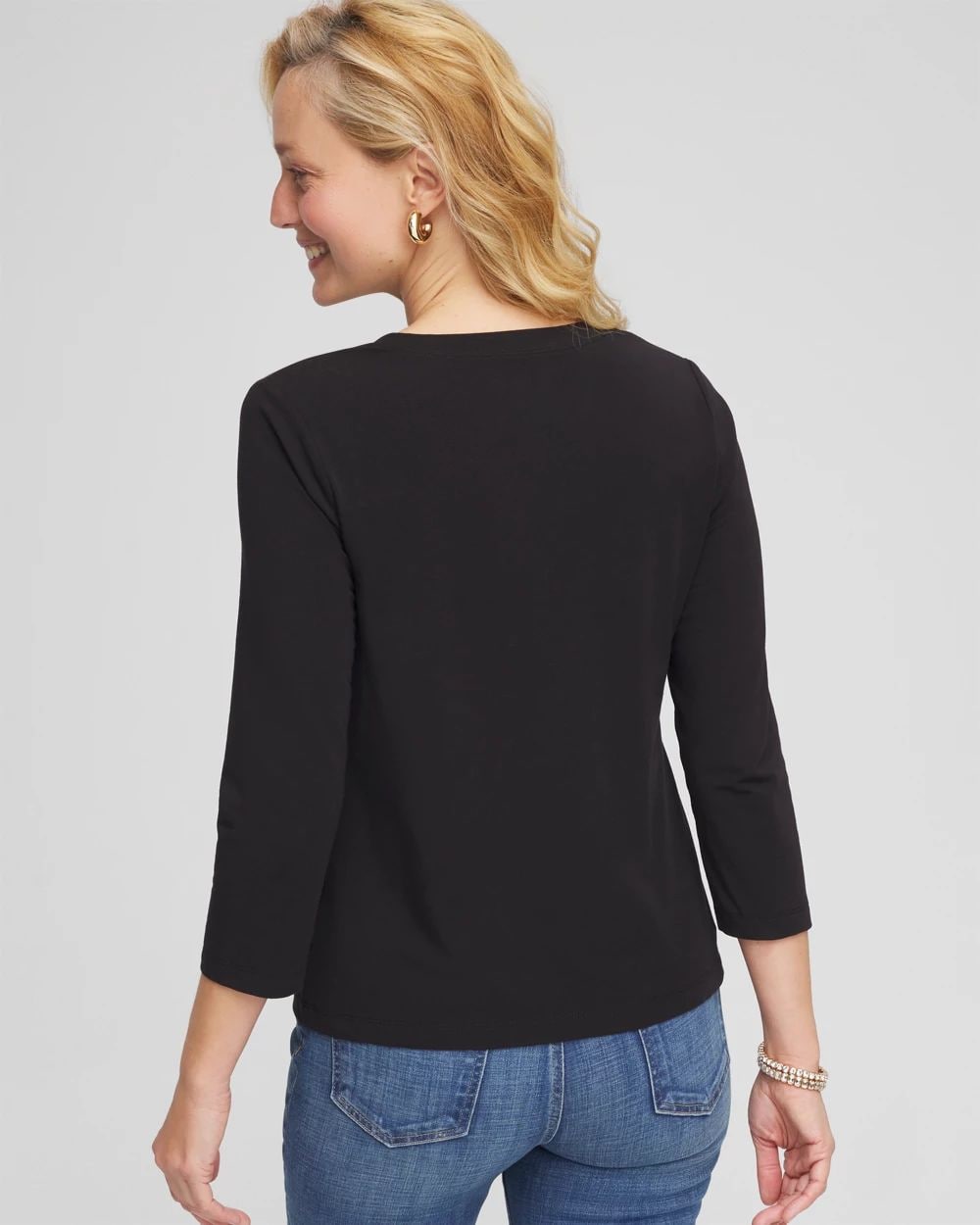 Cotton Stretch 3/4 Sleeve Tee click to view larger image.