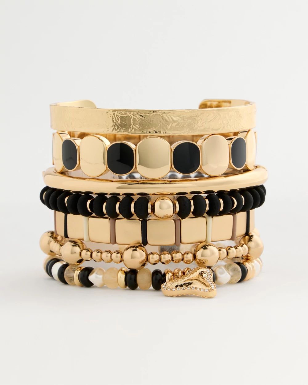 Black Goldtone Glam Stretch Bracelet