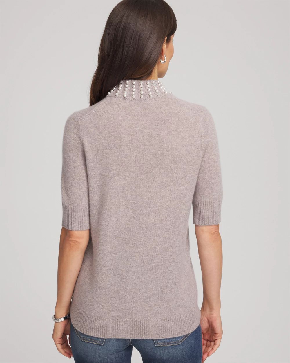 Cashmere Pearl Mockneck Sweater click to view larger image.