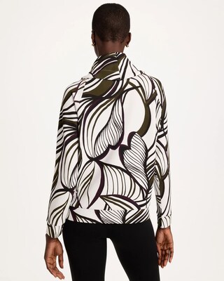 Zenergy® Soft Leaf Print Cowlneck Pullover click to view larger image.