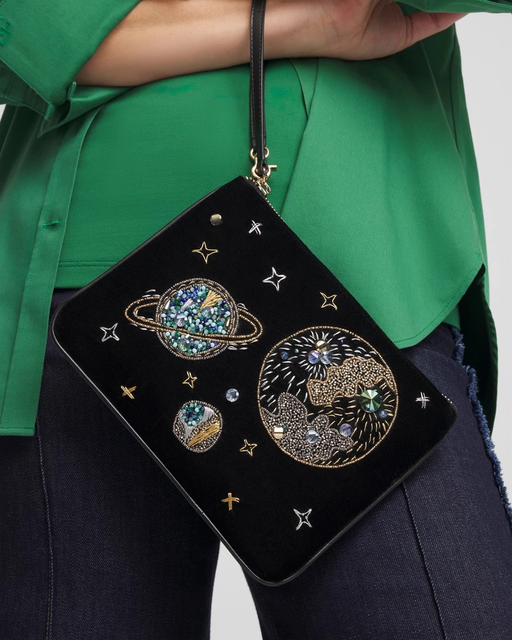 Planets & Stars Velvet Pouch Wristlet