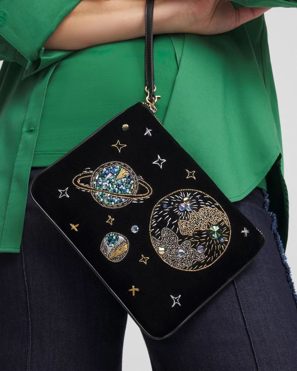 Planets & Stars Velvet Pouch Wristlet