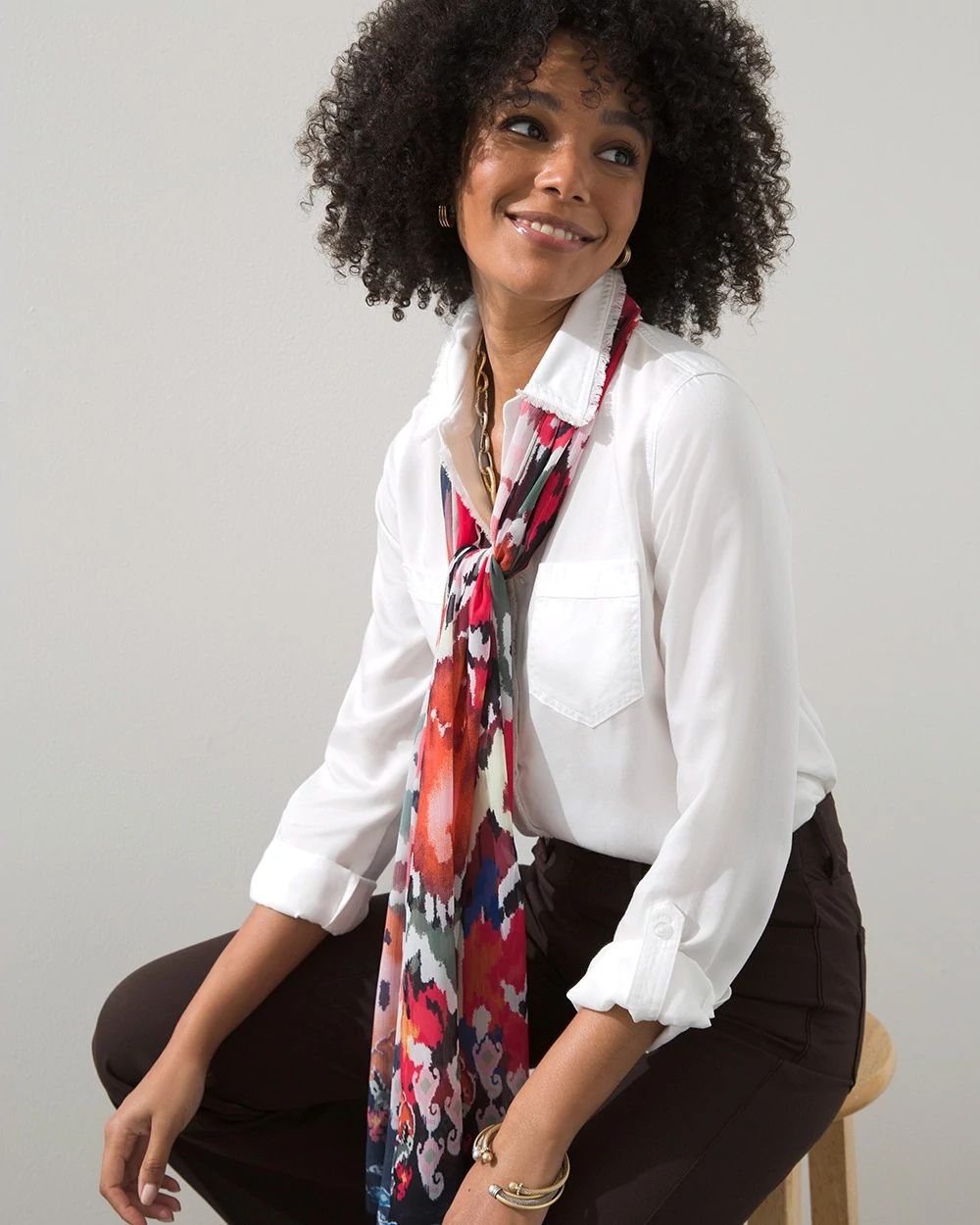 Ikat Print Oblong Scarf