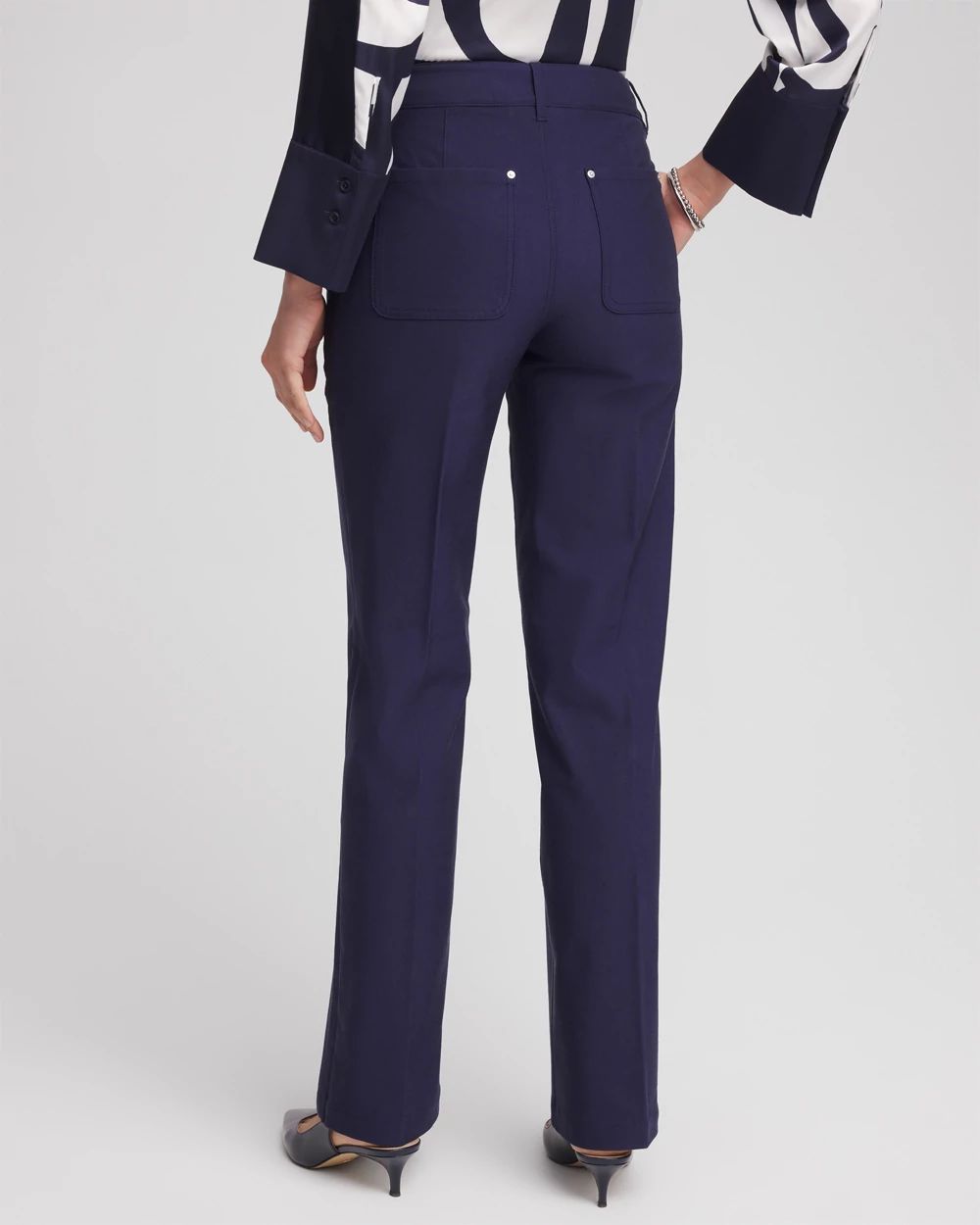 Petite Cotton Straight-Leg Trousers click to view larger image.