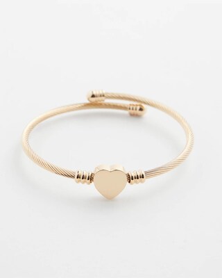 Gold Tone Heart Cuff Bracelet
