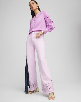 Lavender Eyelet High-Rise Jeans click to view larger image.