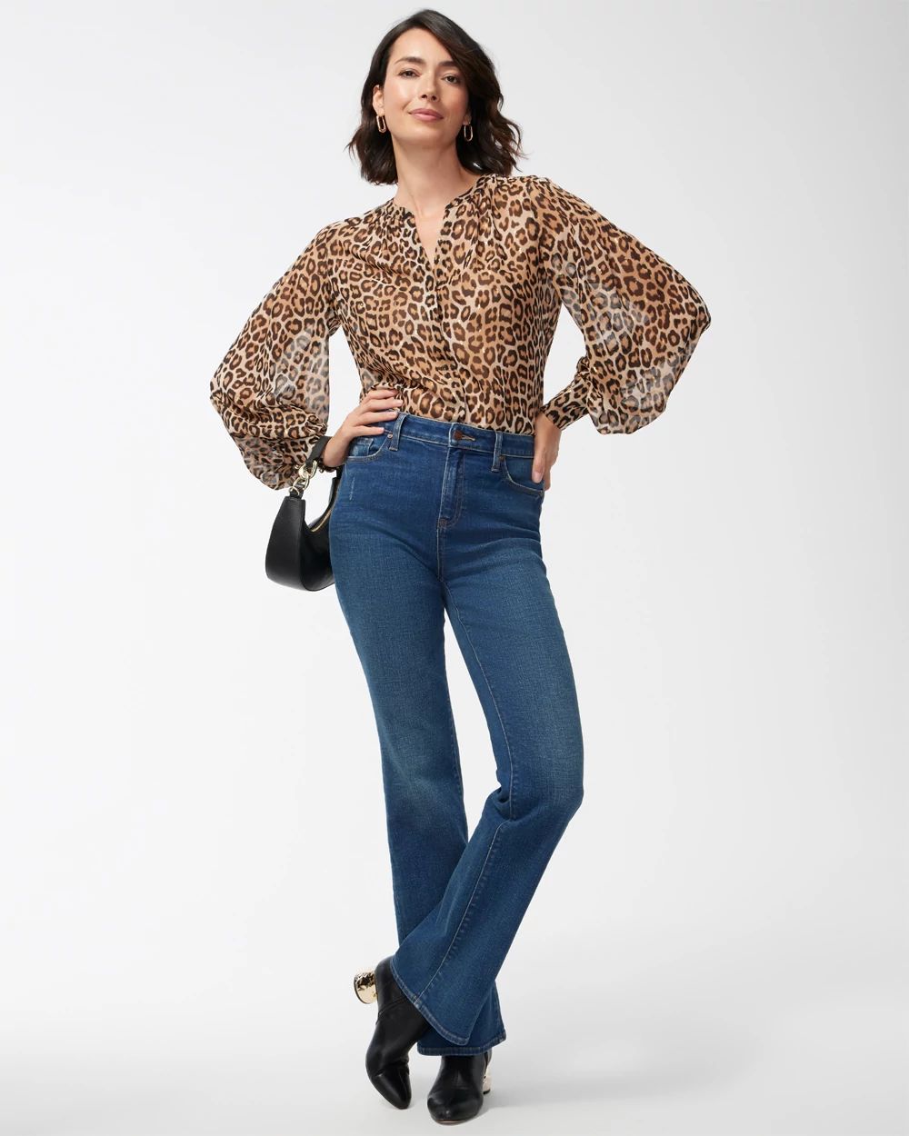 Cheetah Print Clip Dot Jacquard Shirt