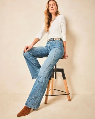 Appliqué High-Rise Wide-Leg Jeans