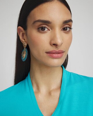 No Droop™ Blue Leaf Drop Earrings