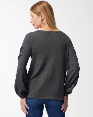 Floral Sequin Pullover Sweater
