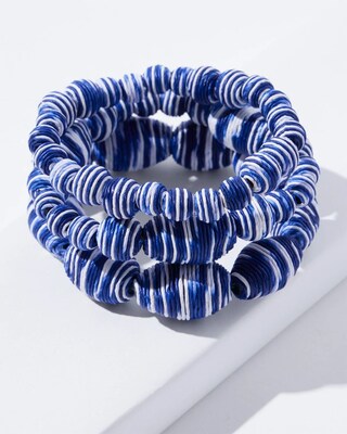 Blue & White Stretch Bracelets Set